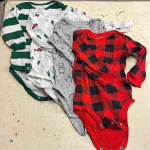 Lot of 4 winter themed long sleeve onesies
